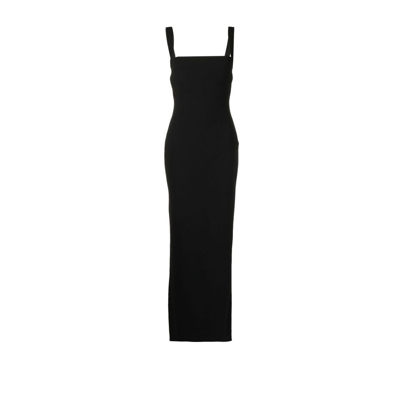 Solace London Black Square Neck Sleeveless Maxi Dress In Nero