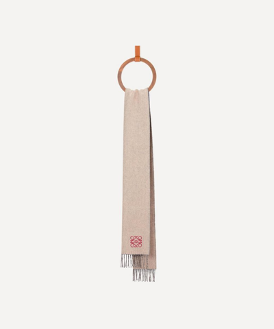 Loewe Bi-colour Wool-blend Scarf In Navy/cream