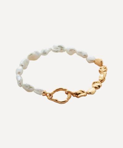 Monica Vinader Keshi Recycled 18ct Yellow Gold-plated Vermeil Sterling Silver And Freshwater Pearl Bracelet In White
