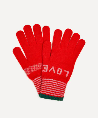 Quinton Chadwick Love And Hope Wool Gloves In Red