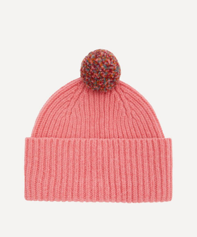 Quinton Chadwick Wool Ribbed Knit Beanie Hat In Pink