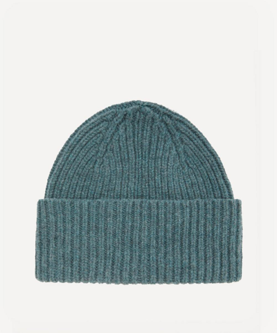 Quinton Chadwick Wool Ribbed Knit Beanie Hat In Blue