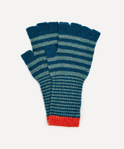 Quinton Chadwick Stripe Fingerless Wool Wrist Warmers In Multi-coloured