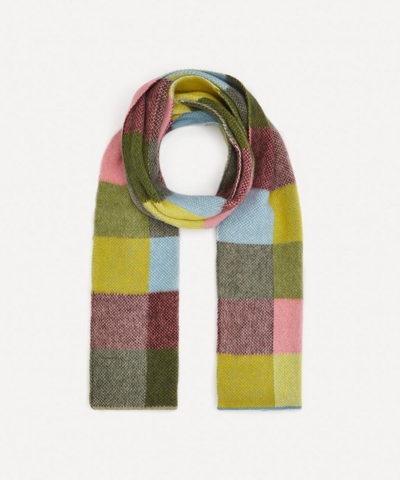 Quinton Chadwick Wool Big Brushed Intarsia Scarf In Green
