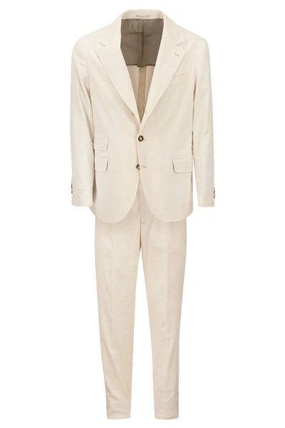Brunello Cucinelli Wool And Cashmere Tweed Suit In Milk