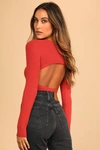 Lulus Got My Back Rust Orange Long Sleeve Backless Top In Rust Orange
