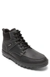 Rockport Waterproof Moc Toe Lug Sole Boot In Black Lea/sde