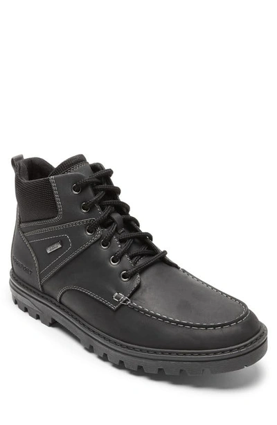 Rockport Waterproof Moc Toe Lug Sole Boot In Black Lea/sde