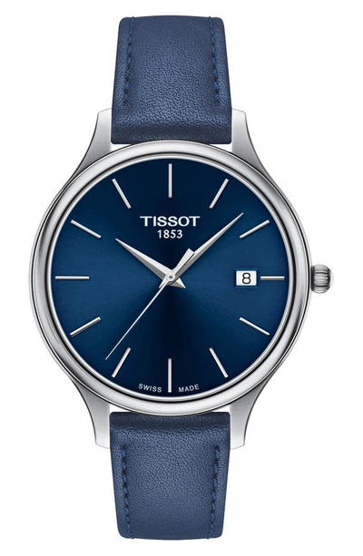 Tissot Bella Ora Piccola Leather Strap Watch, 38mm In Blue