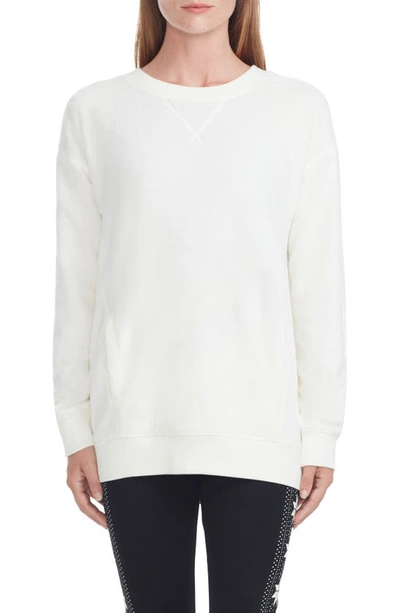 Andrew Marc Sport Crew Neck Fleece Sweatshirt In Ivory