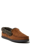 Dearfoams Eli Microfiber Moc Faux Fur Lined Slipper In Chestnut