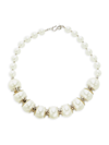 Kenneth Jay Lane Women's Rhodium Plated & 12mm Faux Pearl Necklace In White