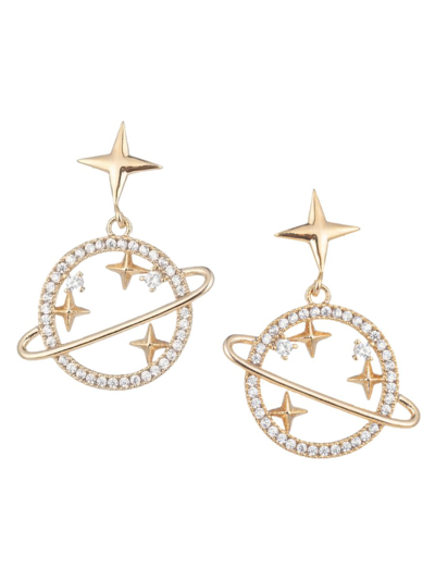 Eye Candy La Women's Luxe Saturn 14k Goldplated Cubic Zirconia Earrings In Brass