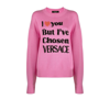 VERSACE PINK I LOVE YOU INTARSIA WOOL SWEATER,10072361A0514518307196