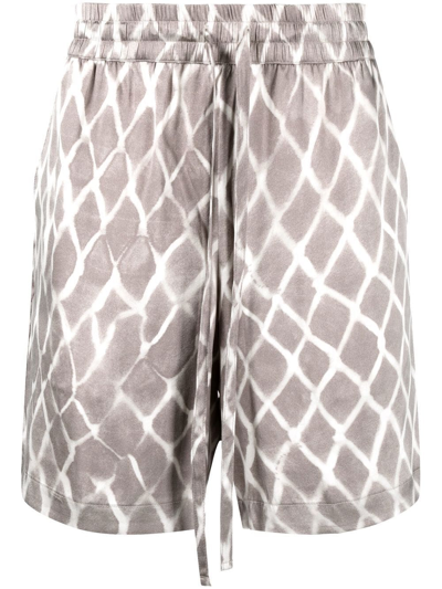 Nahmias Grey Swish Printed Silk Shorts