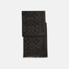 Coach Signature C Border Black Silk Mix Stole Scarf In Gray