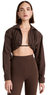 Jacquemus La Chemise Machou Gathered Cotton-poplin Blouse In Brown