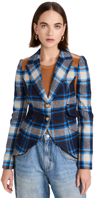 Smythe Rifle-patch Equestrian With Rectangle Patch In Cobalt Plaid