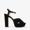 Jimmy Choo Heloise Velvet Platform Sandals In Black