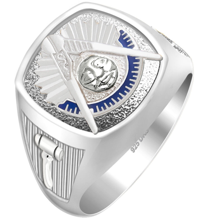 Pre-owned Us Jewels And Gems Customizable Men's 0.925 Sterling Silver Past Master Freemason Masonic Ring