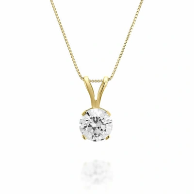 Pre-owned Brillianteers 1/2 Carat Women's Solitaire Round Diamond Pendant Necklace H/si2 14k Yellow Gold