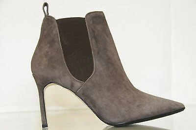 Pre-owned Manolo Blahnik Tungade 90 Grey Taupe Brown Suede Ankle Boots 35 37 38