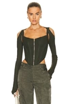 Dion Lee Shift-loop Corset Top In Shadow Green