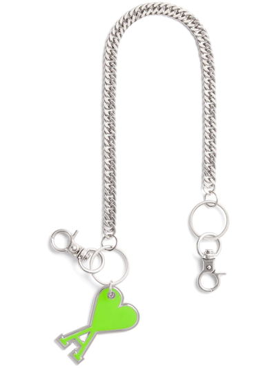 Ami Alexandre Mattiussi Ami De Coeur Chain Keyring In Silver