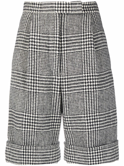 Thom Browne Prince Of Wales Bermuda Shorts In Black