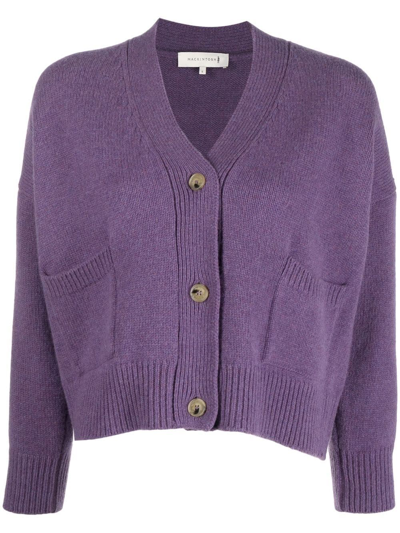 Mackintosh Kelle V-neck Wool Cardigan In Purple