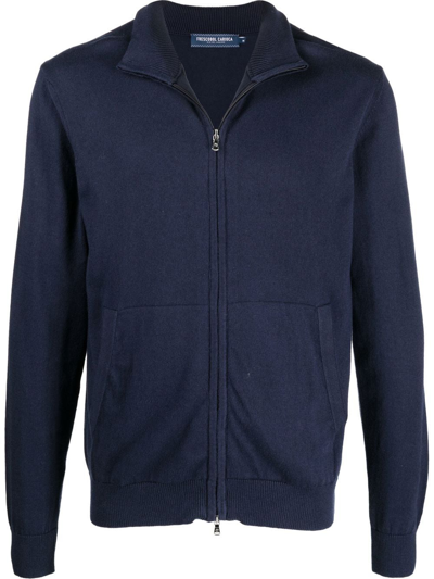 Frescobol Carioca Zip-up Knit Cardigan In Blue