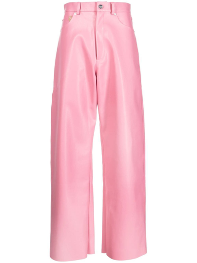 Natasha Zinko Faux-leather Heart-pocket Trousers In Pink