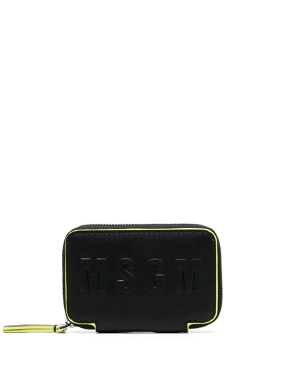 Msgm Embossed-logo Wallet In Black