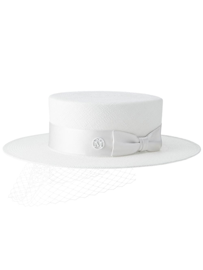 Maison Michel Kiki Canotier Hat With Satin-ribbon In White