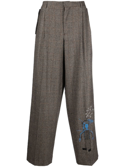 Etudes Studio Graphic-print Wide-leg Trousers In Brown