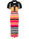 CHRISTOPHER JOHN ROGERS RIBBED-KNIT STRIPED MAXI DRESS