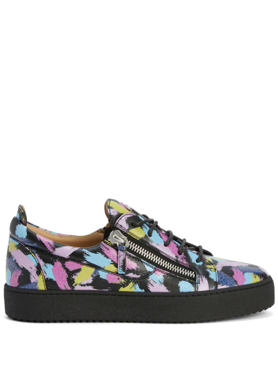 Giuseppe Zanotti Frankie Paint-splatter Sneakers In Multicolour