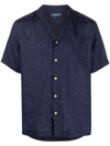 Frescobol Carioca Angelo Short-sleeve Linen Shirt In Blue