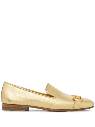 Madison.maison Square-toe Horsebit Loafers In Gold