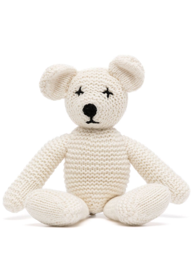 N•peal Knitted-cashmere Soft Bear In White