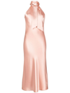 Galvan Sienna Satin Dress In Beige