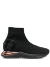 Ferragamo Gardena Sock Ankle Sneakers In Schwarz