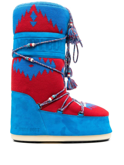 Alanui X Moonboot Icon Knit Moon-boot In Blue