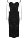 Anouki Black Sequinned Velvet Midi Dress In Schwarz