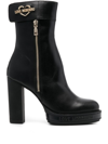 LOVE MOSCHINO 110MM LOGO-PLAQUE LEATHER BOOTS
