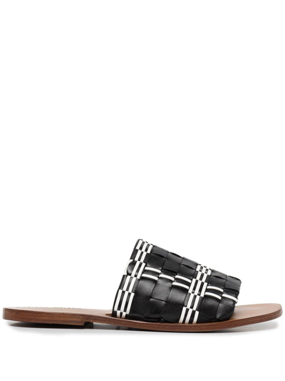 Madison.maison Woven Leather Slides In Black
