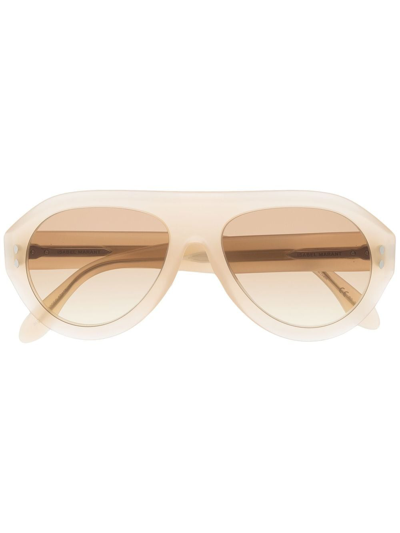 Isabel Marant Eyewear Logo-lettering Round-frame Sunglasses In Neutrals