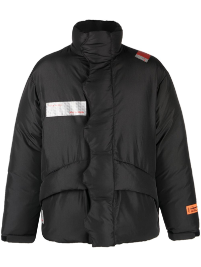 Heron Preston Logo-patch Padded Coat In Nero