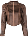 Kim Shui Brown Moto Faux Leather Open Seam Jacket In Braun