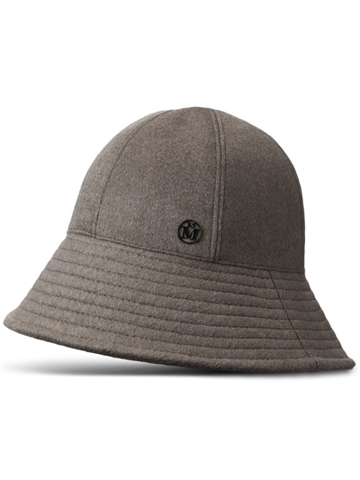 Maison Michel Jul Embellished Cashmere And Wool-blend Bucket Hat In Grey
